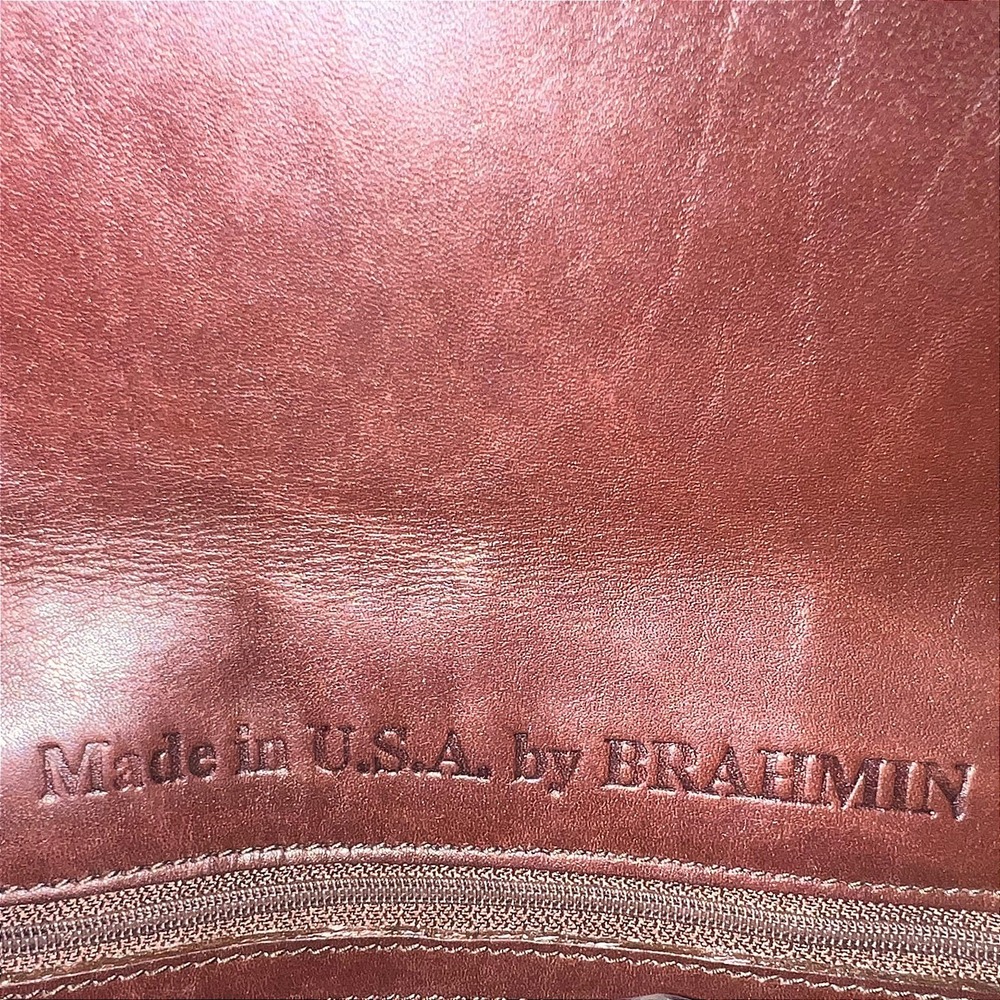 VTG Brahmin Dark Brown Croc Embossed Leather Crossbody Bag Made in USA *FLAWED* - Picture 13 of 16